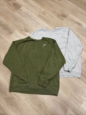 Lot Of 2 Gym Shark Sweatshirt Mens Crewneck Fleece Pullover Embroidered Logo 3XL